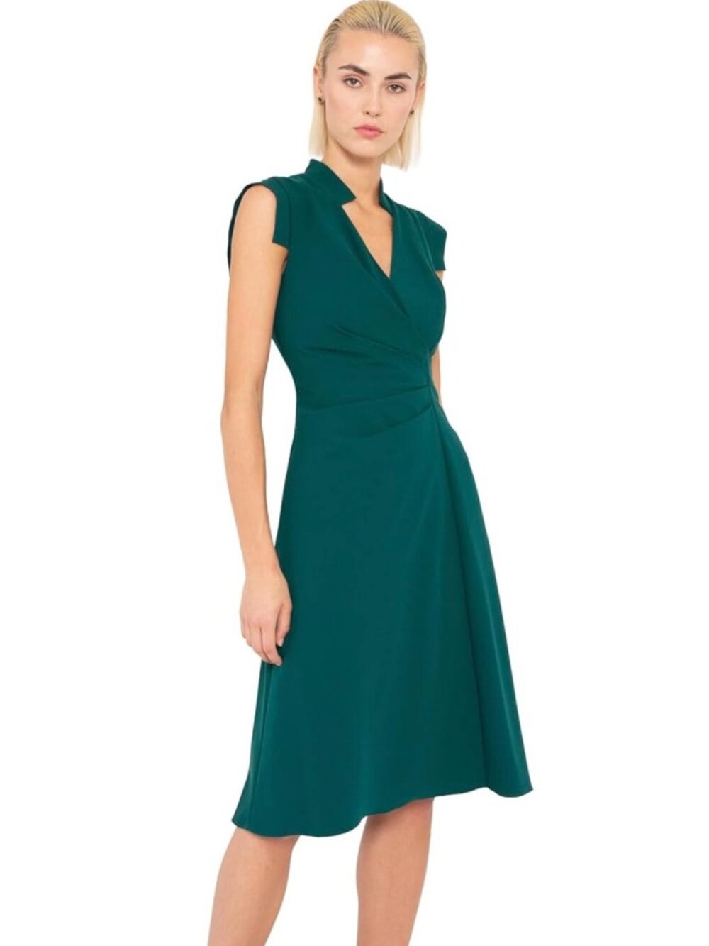NWT Black Halo Bruna Emerald Faux Wrap Dress Size 8